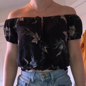 Off the shoulder flower crop top